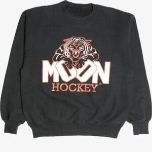 Moon Hockey Tiger Mascot Athletic Sweatshirt 1990S Black